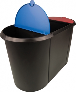 system waste bin, 20 l and 9 l, red and blue