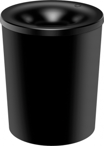 safety waste bin, 13 l, black, with aluminium insert and flame-retardant top