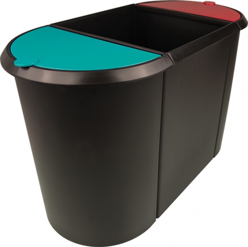 system waste bin, 20 l and 9 l, red and green