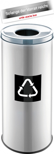 safety waste bin with flame-retardant top, 45 l, stainless steel